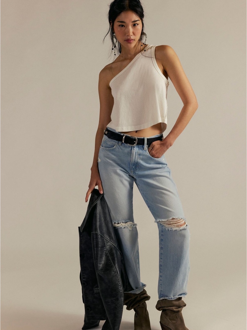 Free People One-Shoulder Red Crop Tank